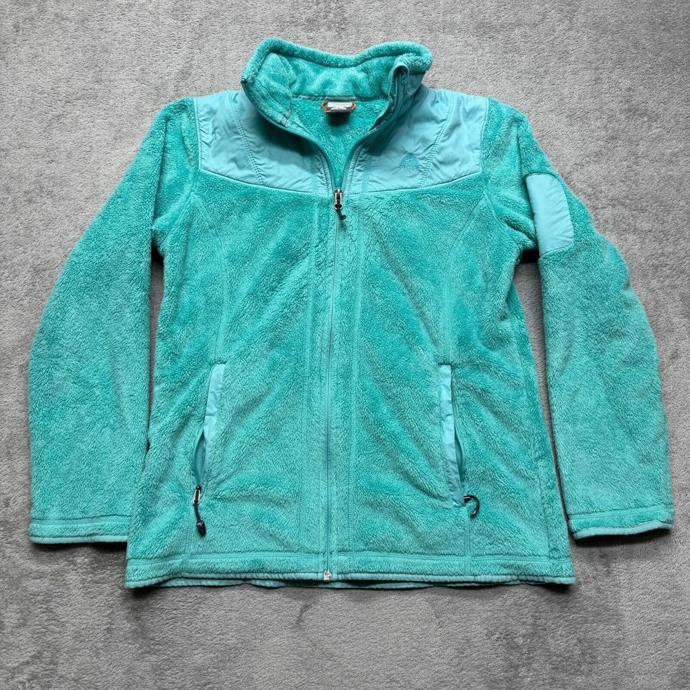 Nike ACG Full Zip Fleece Furry Sweater Jacket Small Womens Seafoam Green